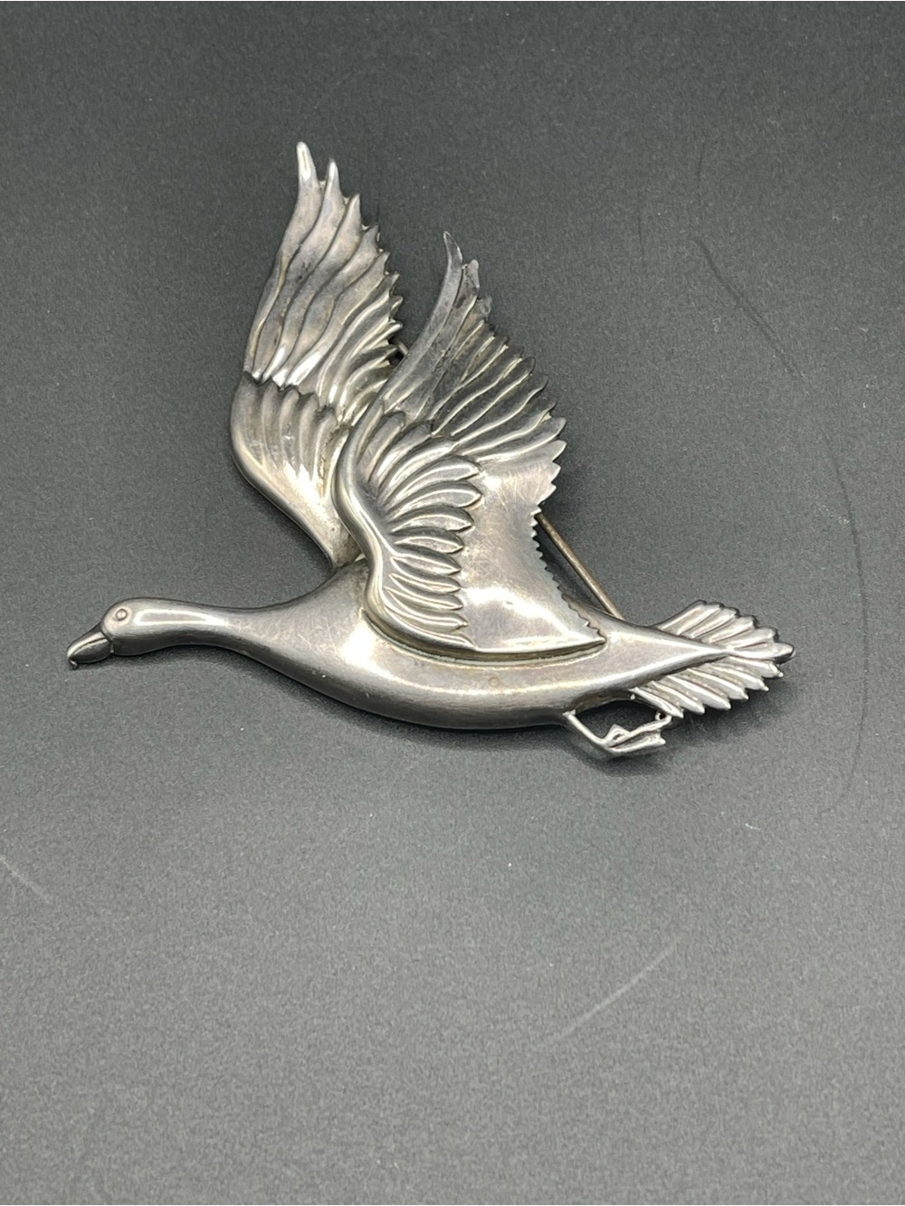 Vintage Coro 925 Sterling Silver Flying Goose Brooch
